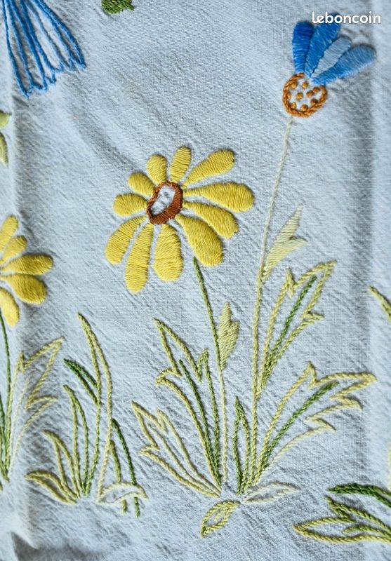 Coupon De Tissu Vintage Fleuri - 41x77 Cm, Coton Satiné, Motif Ancien