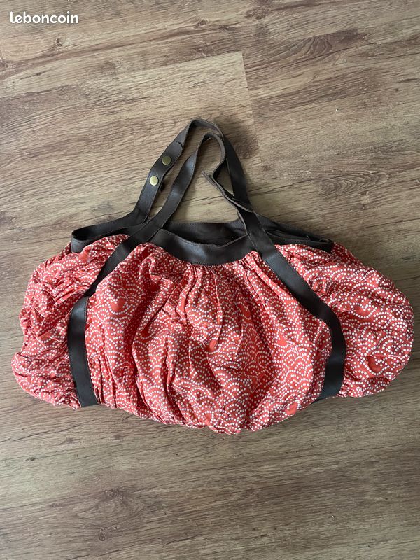 Grand sac Sessùn Piou corail – 65 × 30 cm, très bon état
