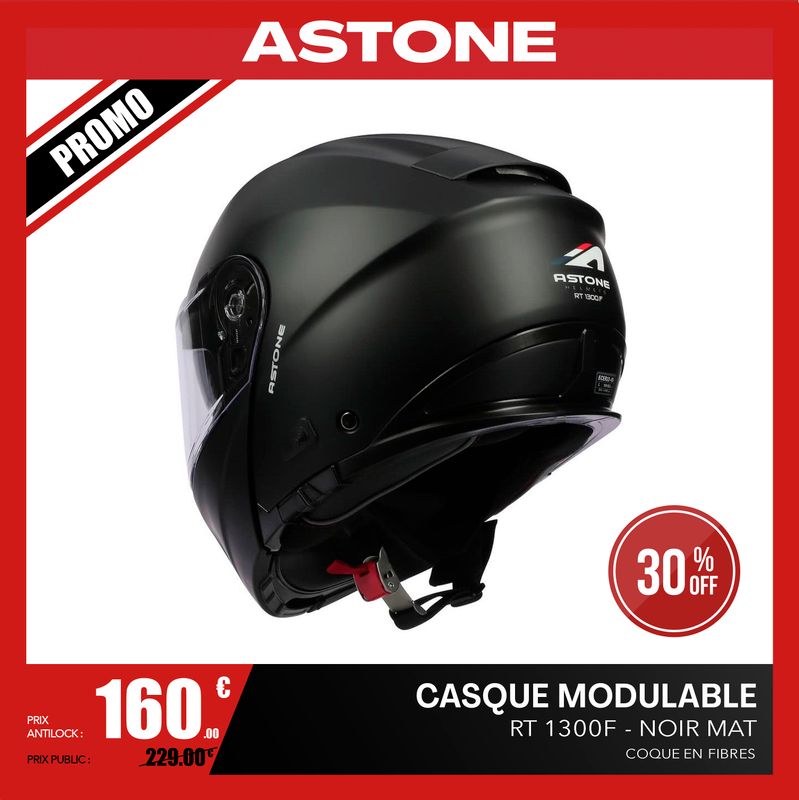 Casque Moto Modulable Double Homologation Astone RT1300 f ONE Noir