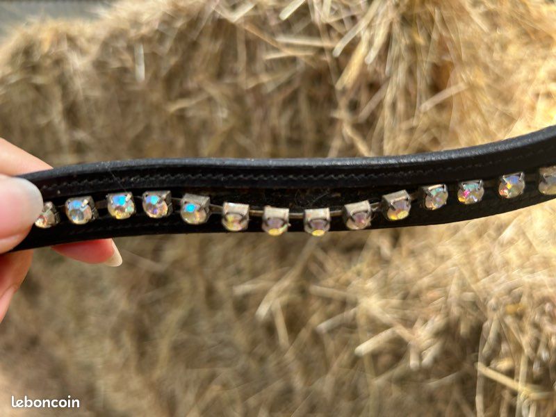 Harry's Horse étrivières En Cuir Avec Pierres Strass – Noir, Taille 145 Cm, Cristal, élégantes Pour équitation