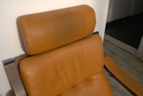 Fauteuil relax Scandinave vintage cuir marron - Ameublement