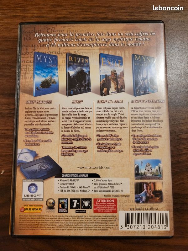Pack De Jeux Vidéo MYST (Episodes I à IV) Pour PC - Version FR PAL - Comprend L'Apogée, Riven, Exile, Revelation