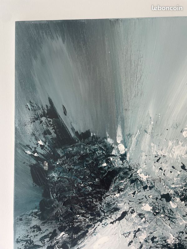 Tableau abstrait noir & blanc – 80x50x1 – Cécile Castelain (2023) TA004 (image 5)