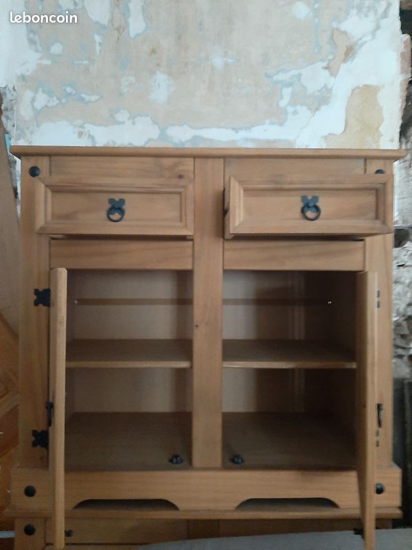 Buffet bas en pin massif style Corona, 2 portes 2 tiroirs (image 3)