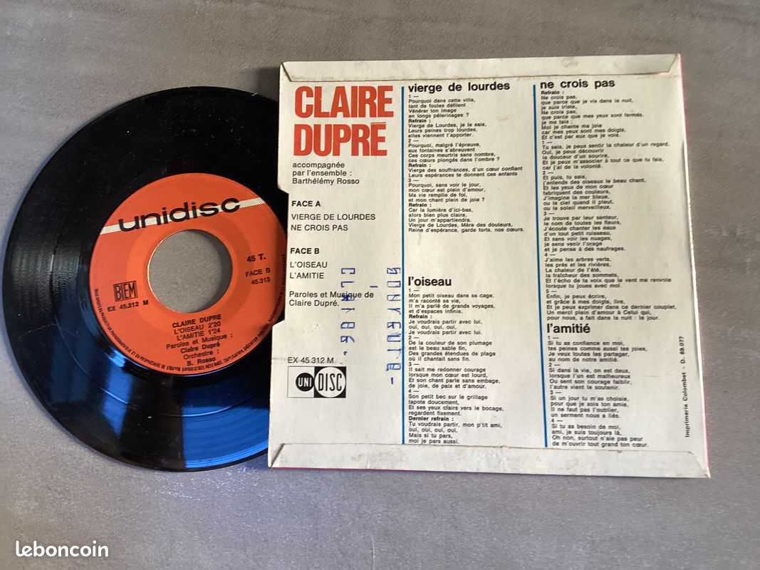 Vinyle 45t claire dupre (image 2)