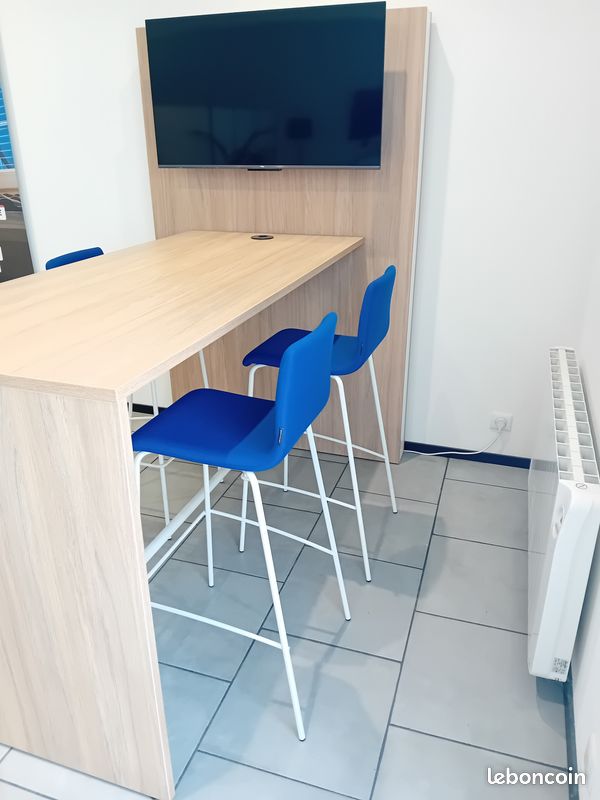Meuble mur média + 4 chaises hautes + TV led 4K 43" (image 2)