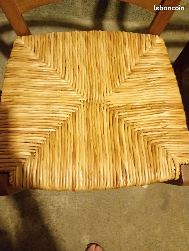 Lot de 4 chaises en bois et paille avec motif cœur (image 7)