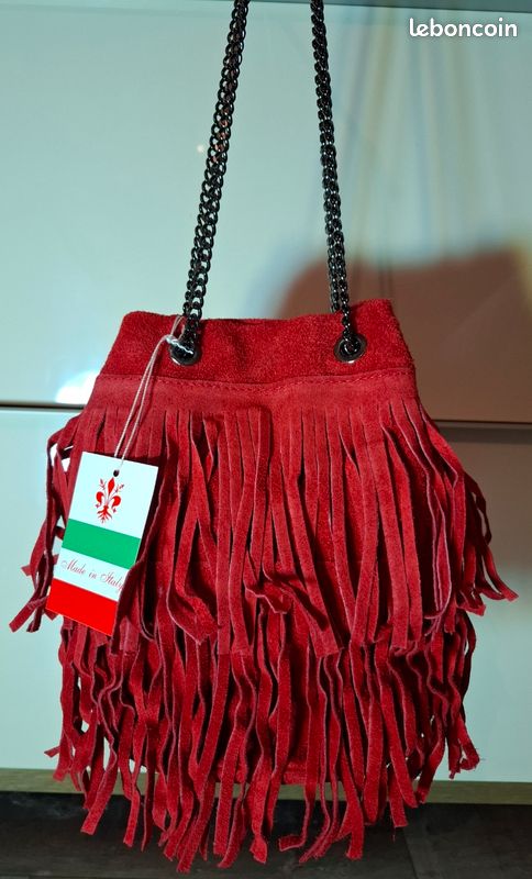 Sac bourse à bandoulière en daim rouge Accessoires Bagagerie
