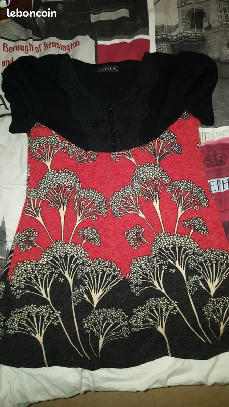 Robe courte noire et rouge taille S/M (image 2)