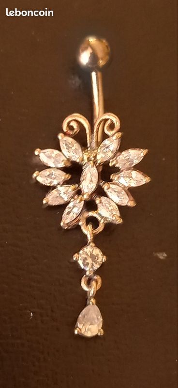 Piercing nombril argent + zirconium (image 1)