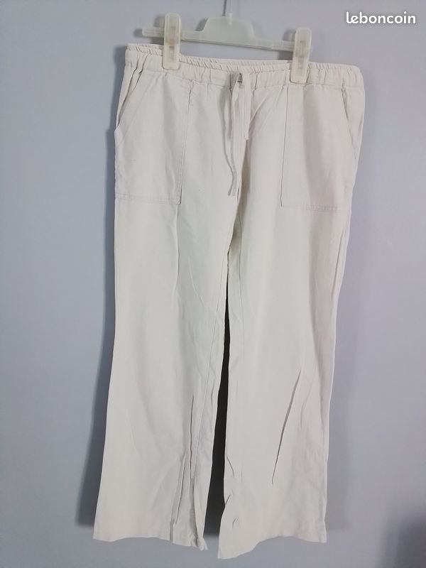 Pantalon tailleur femme fluide 7/8 lie de vin - 303785