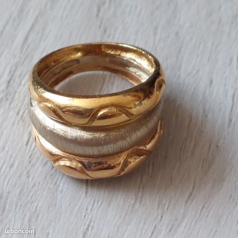 BAGUE En OR 18 Carats - Modèle éternité Deux Tons (or Blanc Et Or Jaune) - Taille 54, Poids 9,86g