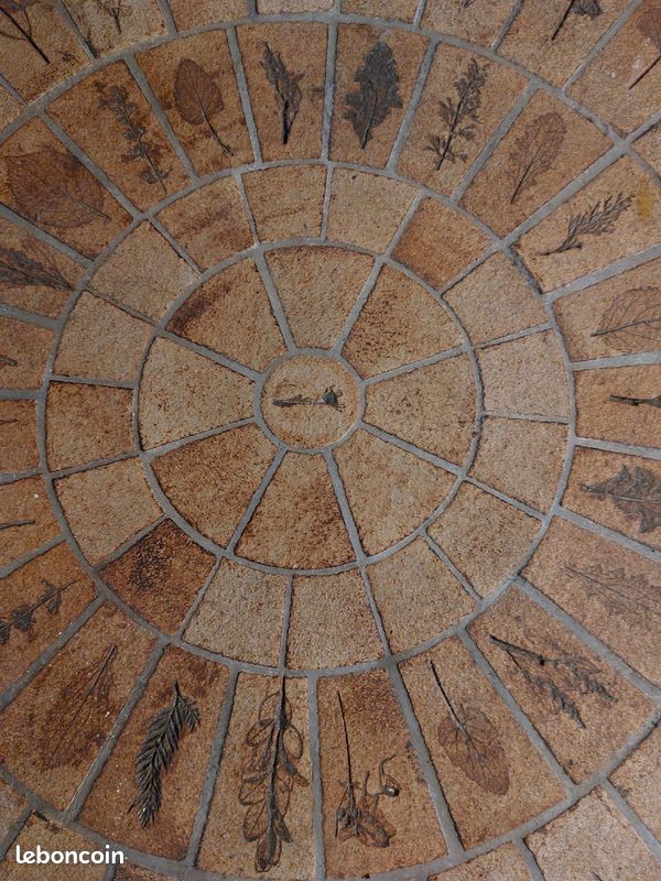 Table ronde plateau mosaïque feuilles (image 2)