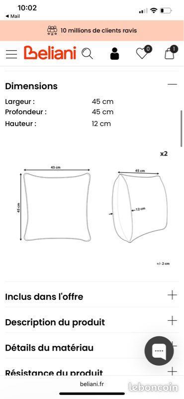 2 coussins extérieurs déperlants (image 5)