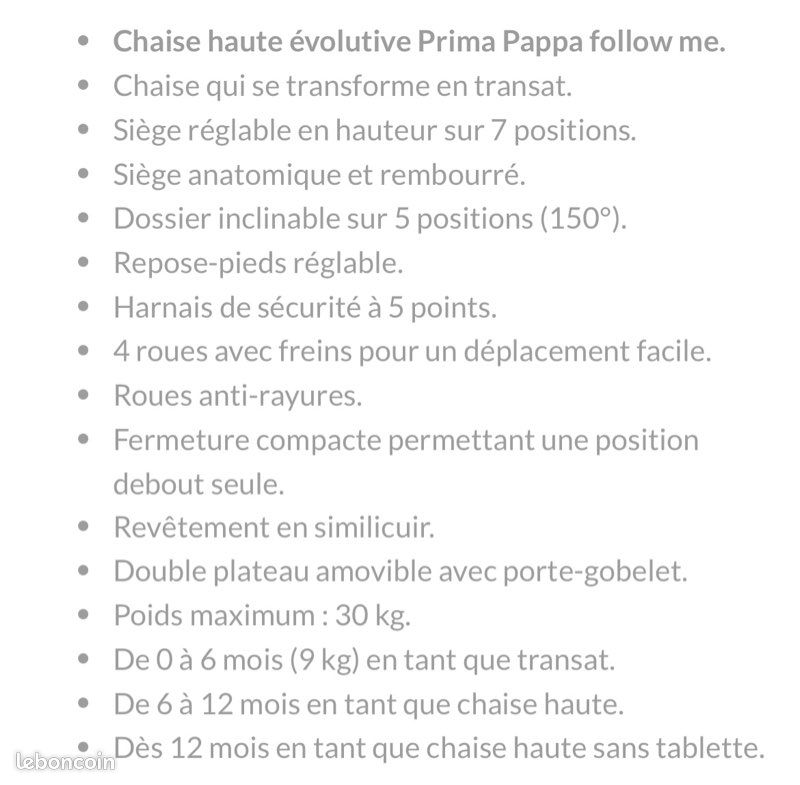 Chaise haute peg perego (image 10)