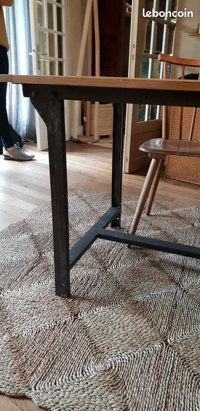 Table bois militaire ancienne vintage en chêne (image 3)