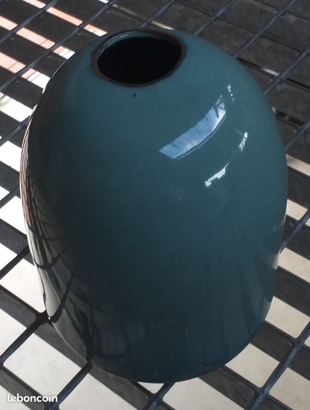 Vase en Grès Bleu Vert d'eau Hauteur 16 cm diamètre 12 cm (image 1)