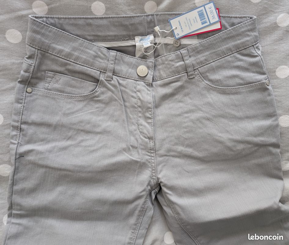 Pantalon Jacadi pour enfant, 12ans (152cm), gris clair, neuf jamais porté, avec étiquette (image 3)