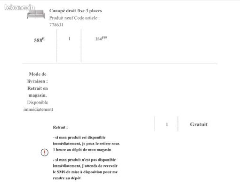 Canapé droit fixe 3 places (image 4)
