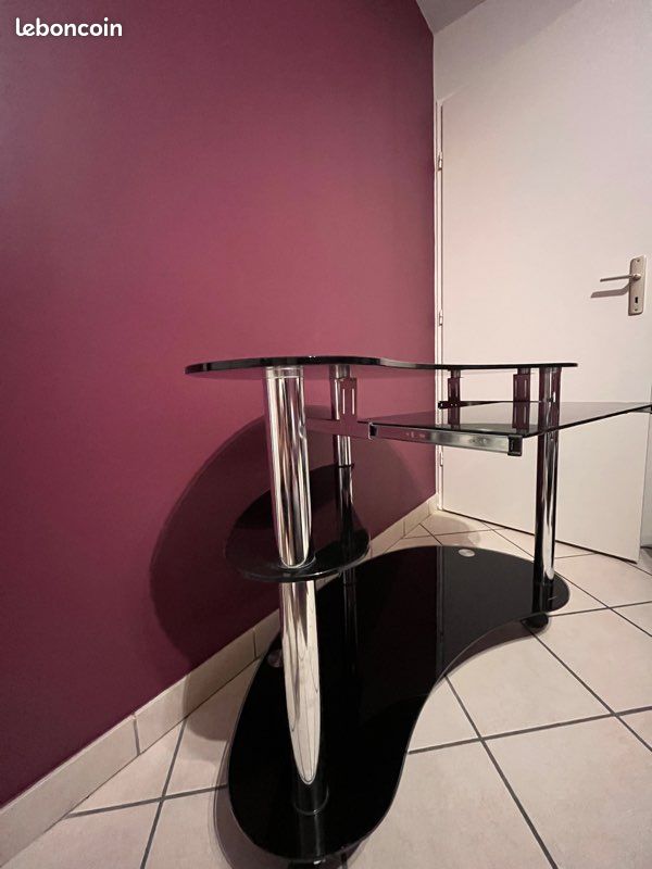 Bureau en verre pour ordinateur / table (image 1)