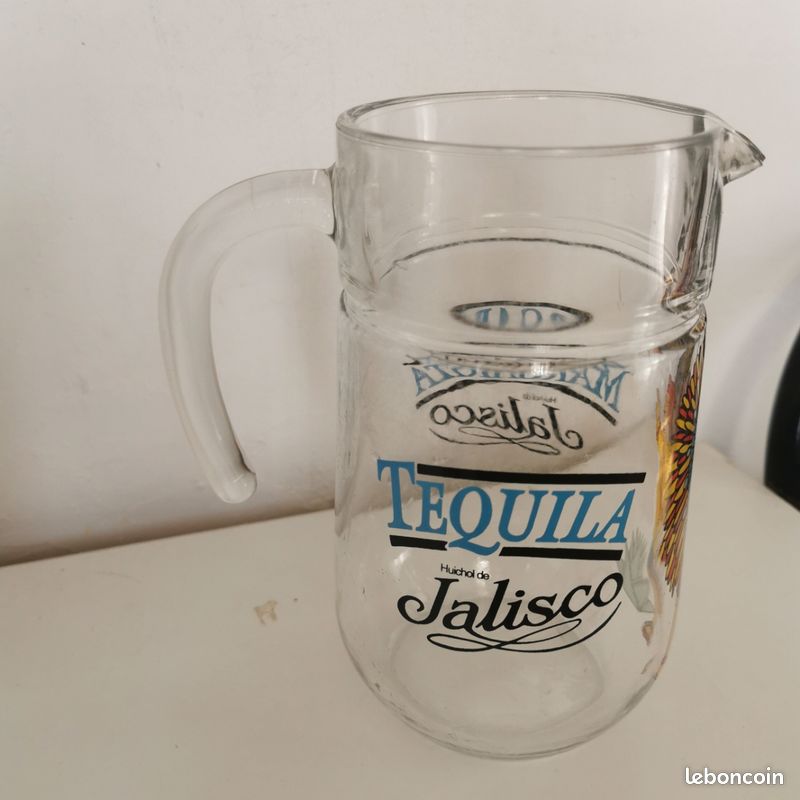 Carafe publicitaire vintage Tequila Huichol de Jalisco de 1 litre (image 3)