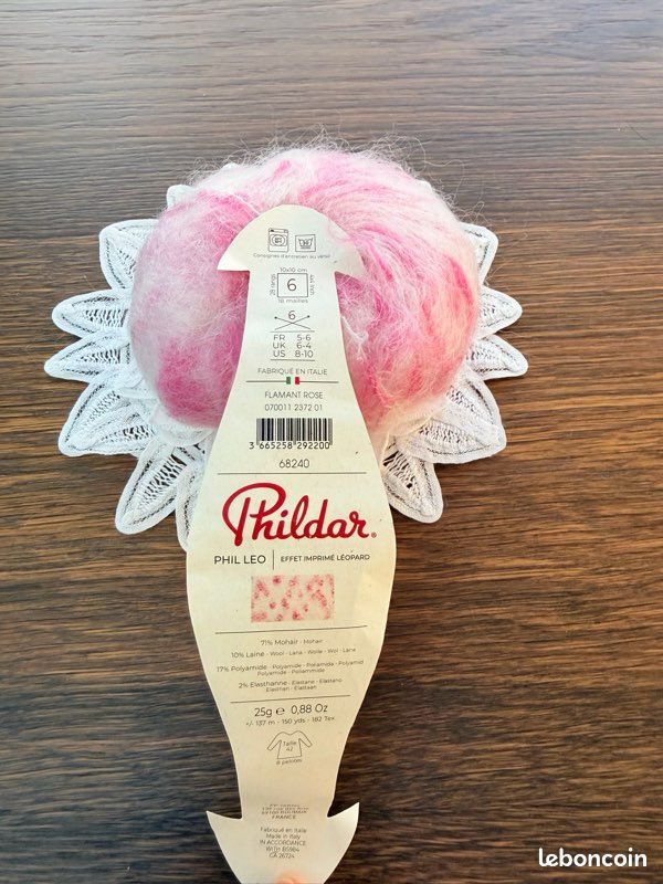 Lot De 10 Pelotes De Laine Phildar Rythme - Rose Moucheté Blanc, Ancien, Très Bon état