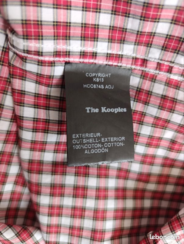 Chemise The Kooples Sport, Petit Col, Taille L Slim, 100% Coton Bleu - Occasion Très Bon état (col Légèrement Usé)