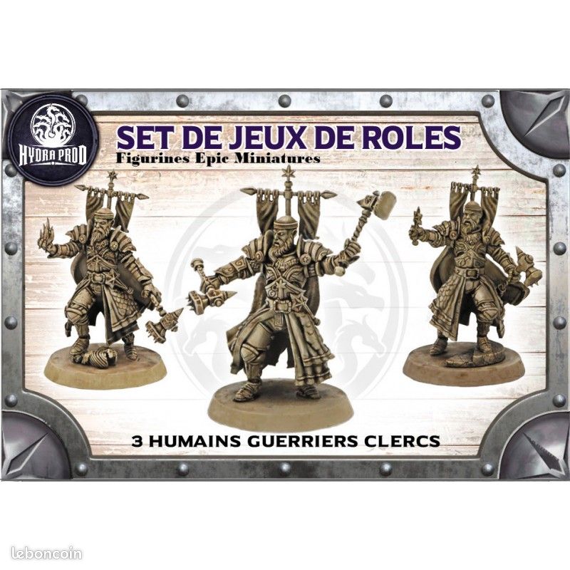 Figurines JdR à peindre - Set de jeu de rôles : 3 Humains Guerriers Clercs (image 1)