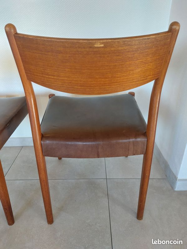 2 chaises Fristho Franeker, scandinaves, teck et cuir (image 18)