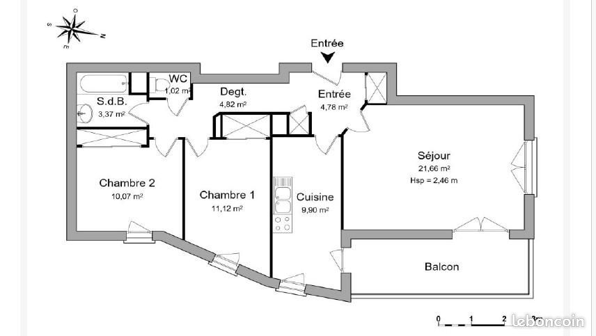 Appartement 3 pièces 66 m² · à Nantes · 66 m² · 930 €