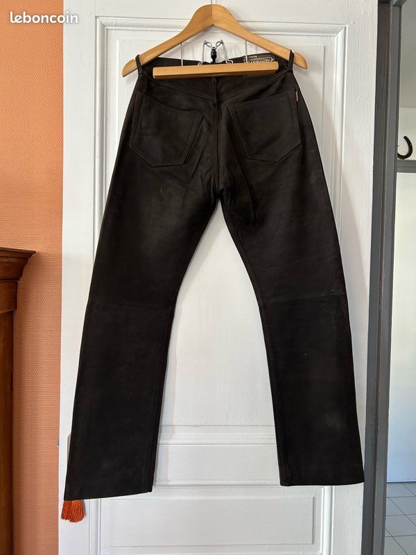 Pantalon Jeans En Cuir Vachette Roleff - Taille 54 Noir - Neuf Sans étiquettes