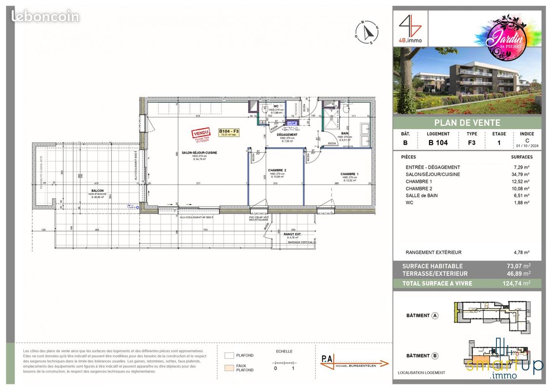 Appartement 3 pièces 73 m² · à Colmar · 73 m² · 1 450 €/mois