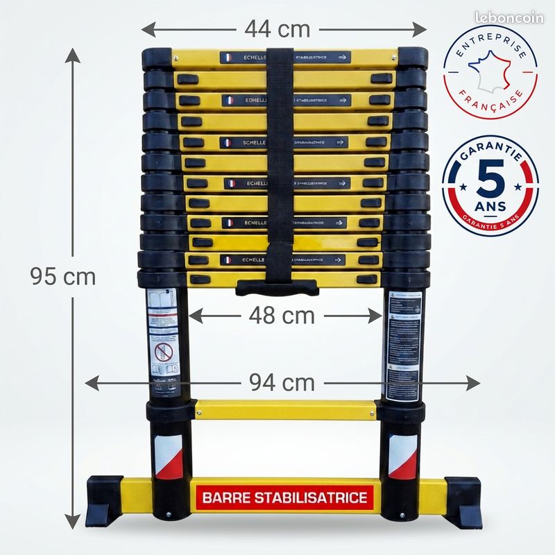 Echelle Télescopique Professionnelle 4,40 m GRAFITEK - Ultra Robuste - Promo 159 Euros au lieu de 319 Euros (image 4)