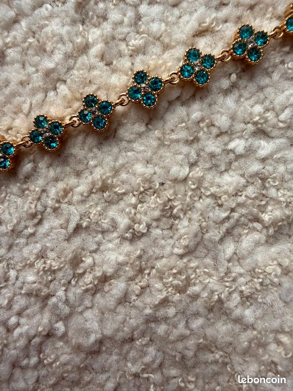 Bracelet trèfle bleu turquoise (image 3)