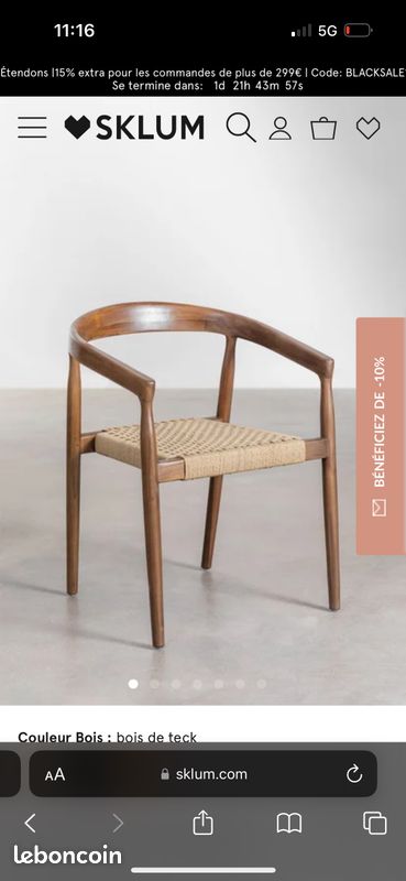 Lot de 4 chaises de salle à manger en bois de teck Visby Design (image 4)