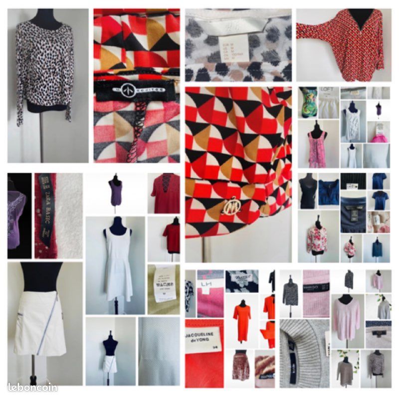 Haut Femme Mango Rouge à Motifs Géométriques - Taille 38/40, Style Tunique, Très Bon état Occasion
