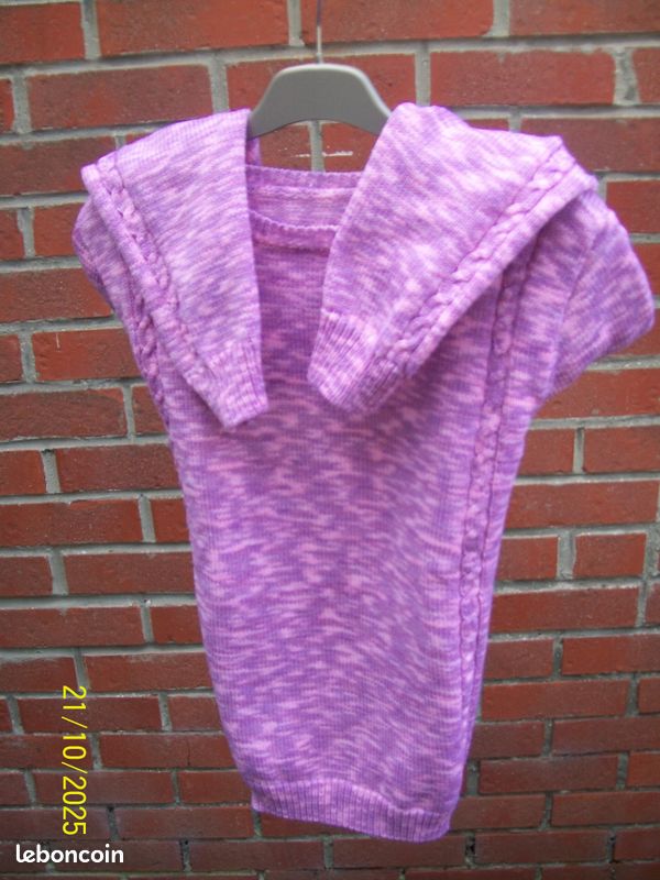 Pull Dame Rose Chiné T 44/46 Torsades Manches et Devant (image 8)
