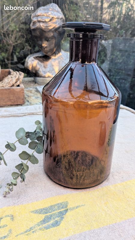 ANCIENNE BOUTEILLE VERRE avec personnage intérieur en bois LE PÊCHEUR EUR 15,00 - FR