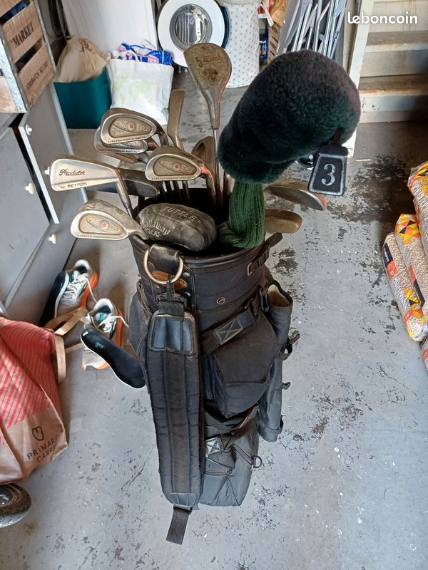Ensemble golf complet : clubs + sac + chariot à roulettes (image 1)