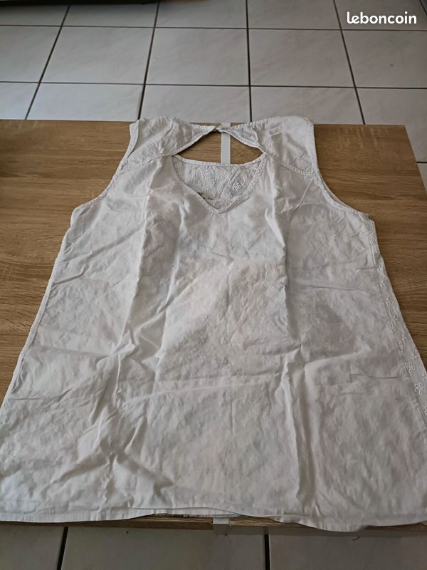Débardeur blanc avec motif fleurs pour femme Grain Malice taille 40 (image 3)