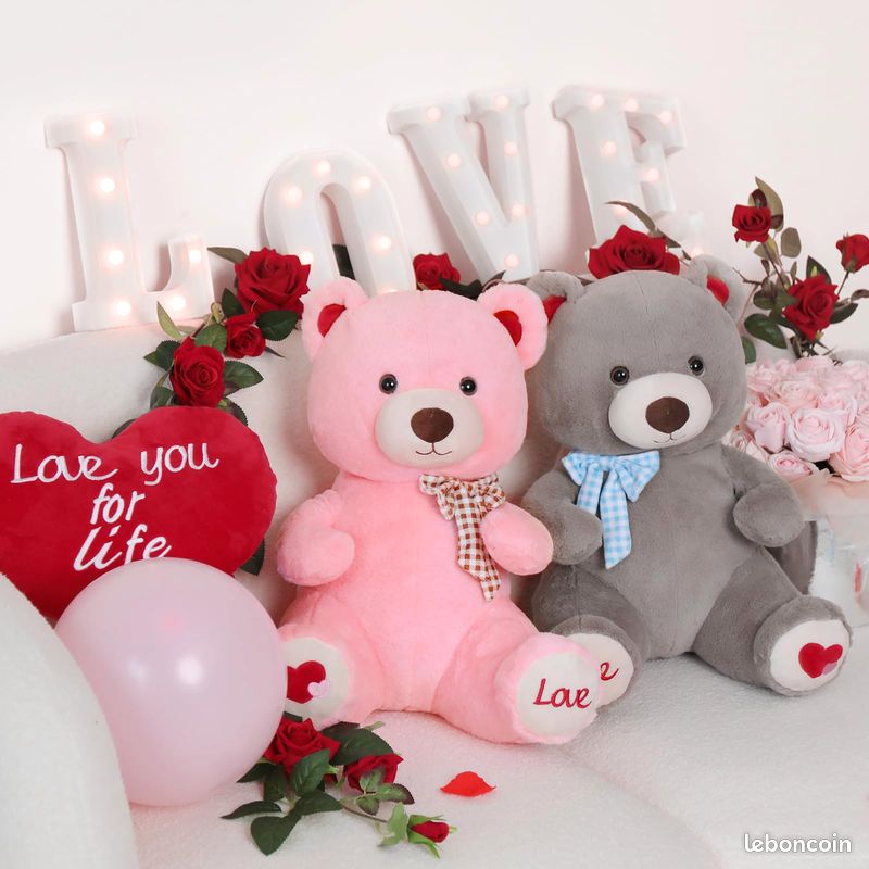 MorisMos Ours en Peluche avec Oreiller Coeur, 40cm Ours Peluche Moyenne Nounours en Peluche Kawaii Animaux en Peluch Teddy Bear Cadeau pour Petite Amie Enfants pour Anniversaire Saint-Valentin Deco (image 7)