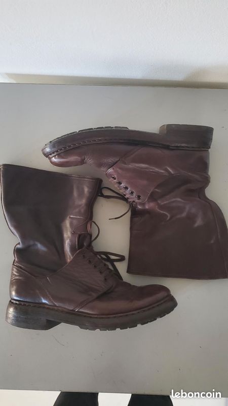 Bottes Vintage Barschery Tout Cuir Daim Marron - Taille 35.5 EU, Talon Aiguille 8.5 Cm - Vieux Stock Neuf
