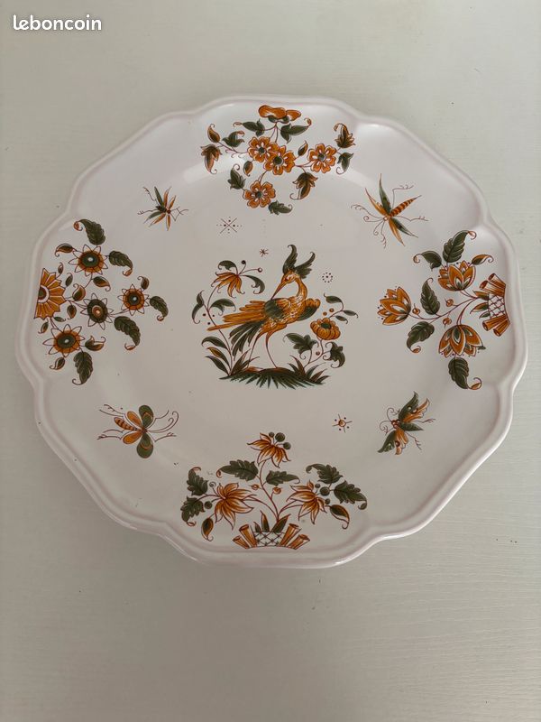 Assiette faïence Gabriel Fourmaintraux "décor Moutiers" Oiseau imaginaire (image 1)