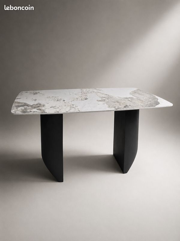 Table design effet marbre – 140 × 80 cm – 149 (image 1)