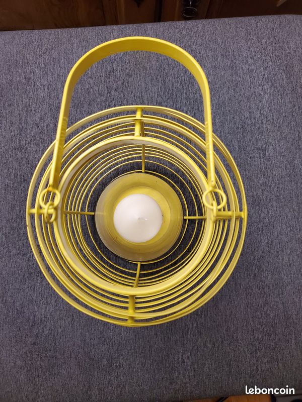 Grand photophore métal jaune et verre (image 2)