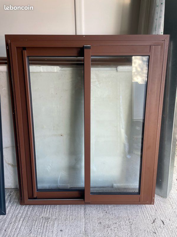 Fenêtre coulissante marron double vitrage 108x128 cm (image 2)
