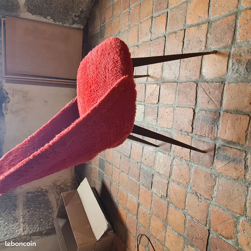 Chaise fauteuil tonneau BAUMANN vintage 60's moumoute rouge (image 4)