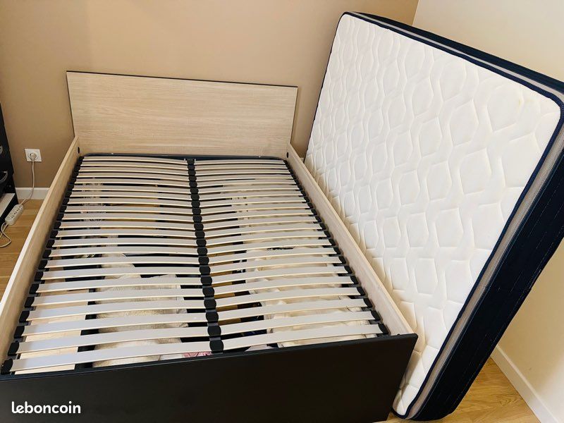 Lit, sommier et matelas 140 x 190 x 25 cm (image 1)