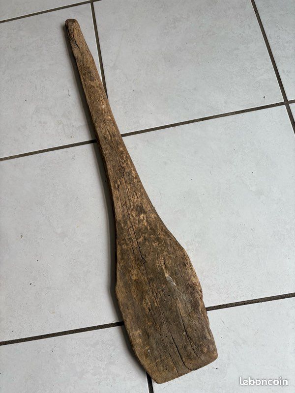 Ancien Battoir Et Pince à Linge En Bois – Lot Lavandière Longueur 47 Cm