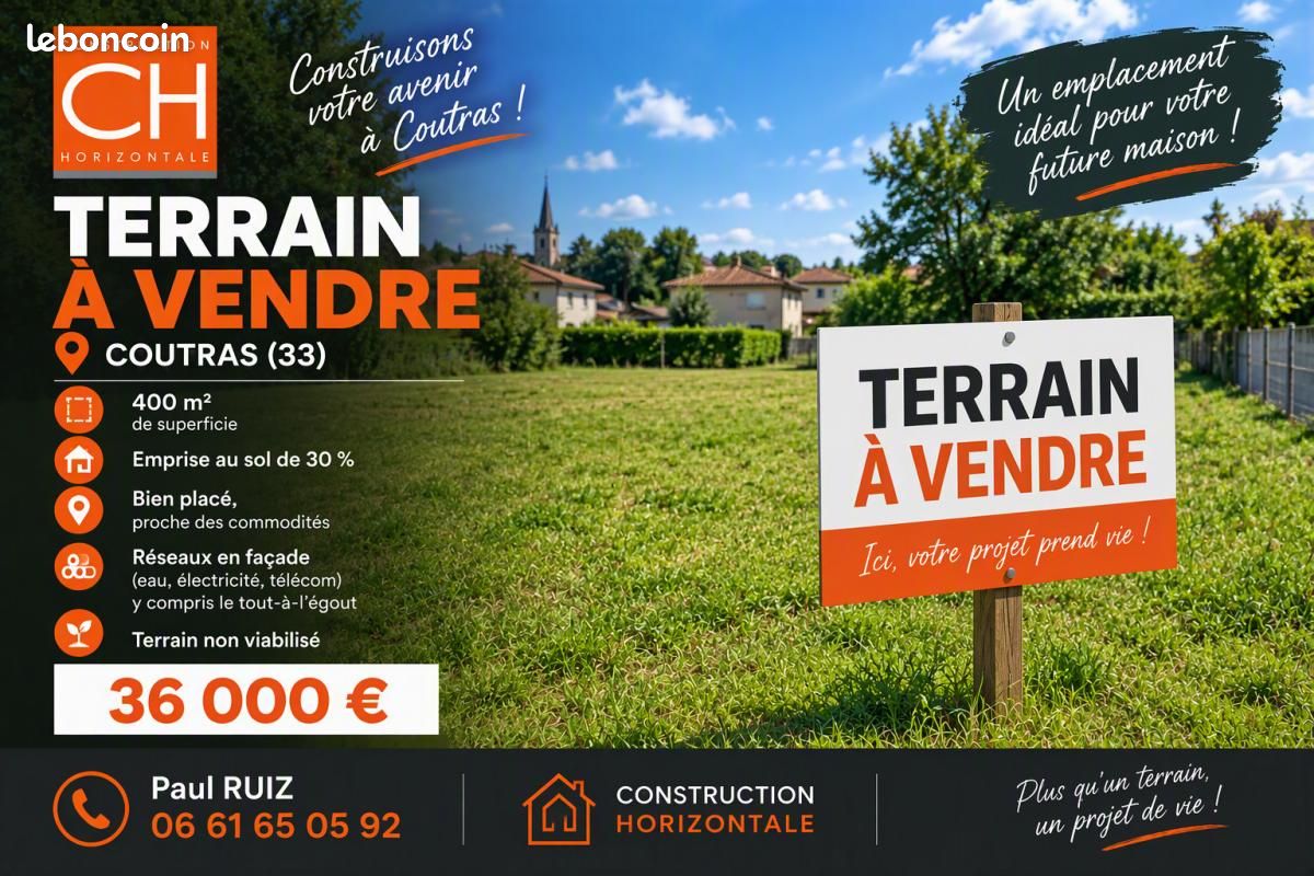 Terrain 400 m² · à Coutras · 36 000 €